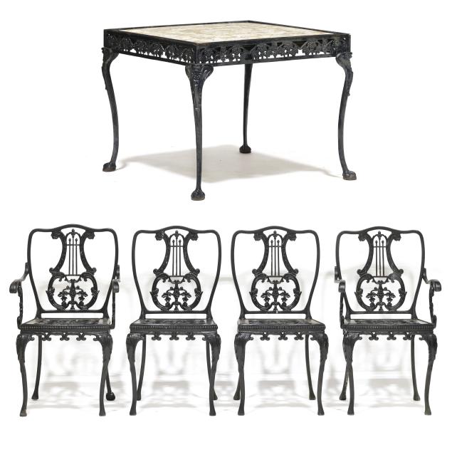 vintage-aluminum-and-stone-outdoor-table-and-four-chairs