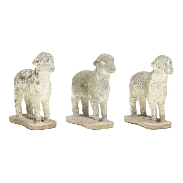 three-cast-stone-garden-lambs