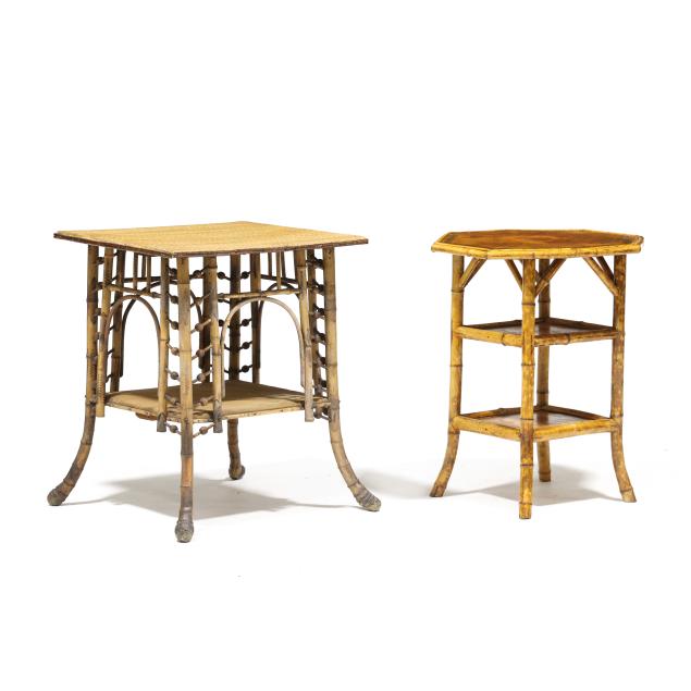 two-antique-english-bamboo-side-tables