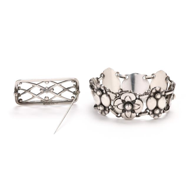 Silver Bracelet and Brooch, Georg Jensen (Lot 8201 - Estate