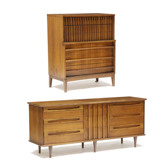 two-american-mid-century-walnut-chest-of-drawers