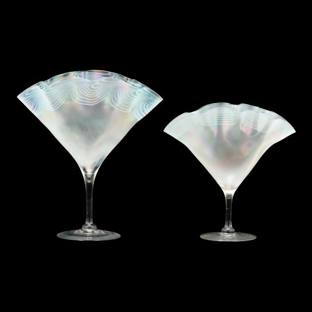 two-steuben-verre-de-soie-fan-vases