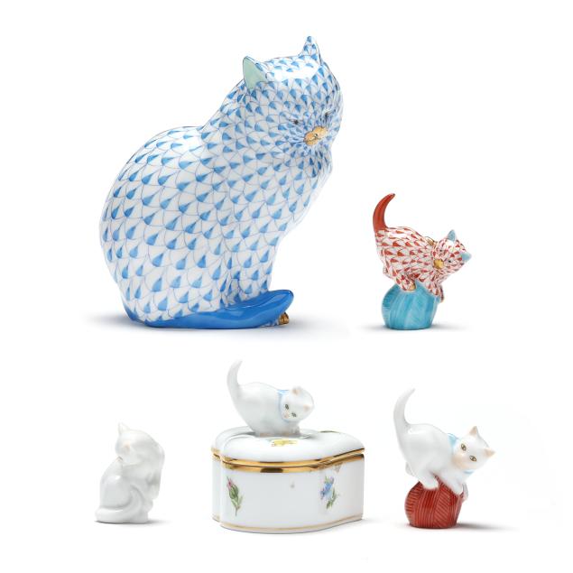herend-five-feline-themed-porcelains