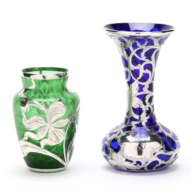 two-sterling-silver-deposit-glass-vases