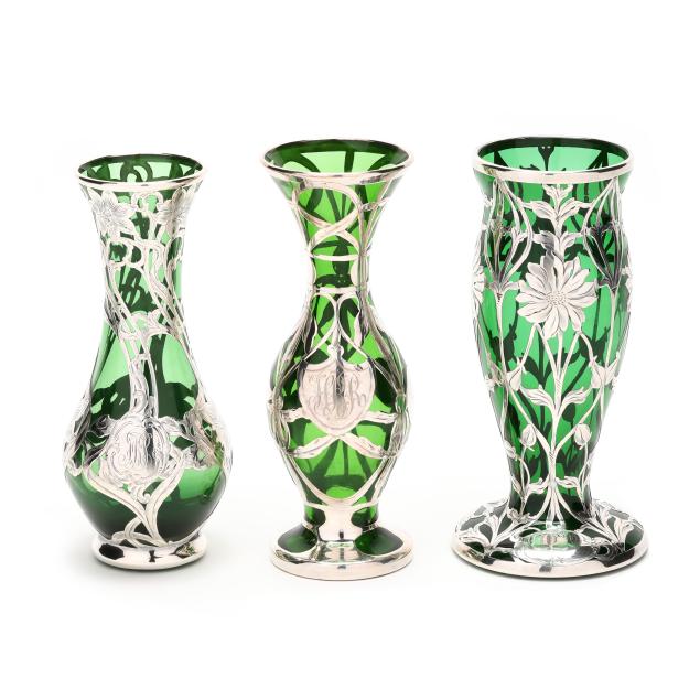 three-emerald-green-and-sterling-silver-deposit-vases