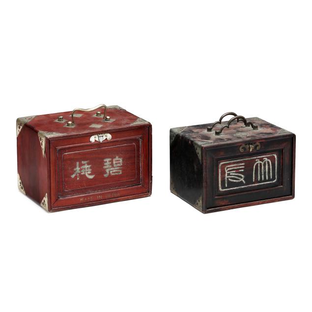 two-chinese-mahjong-sets-in-wooden-cases