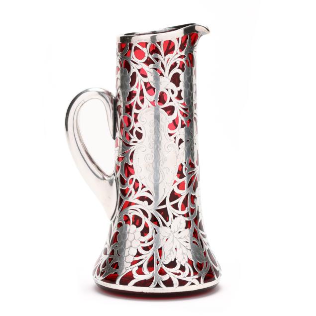 large-sterling-silver-deposit-ruby-glass-pitcher