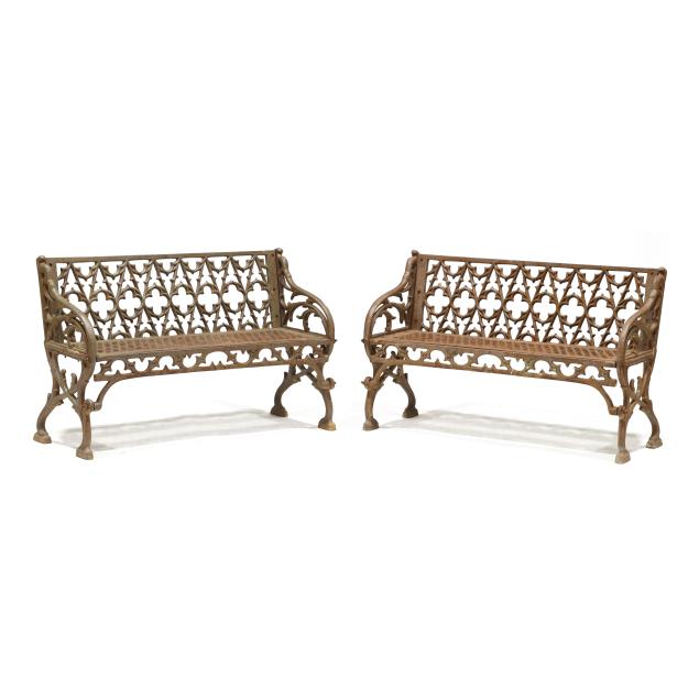 pair-of-gothic-style-cast-iron-benches
