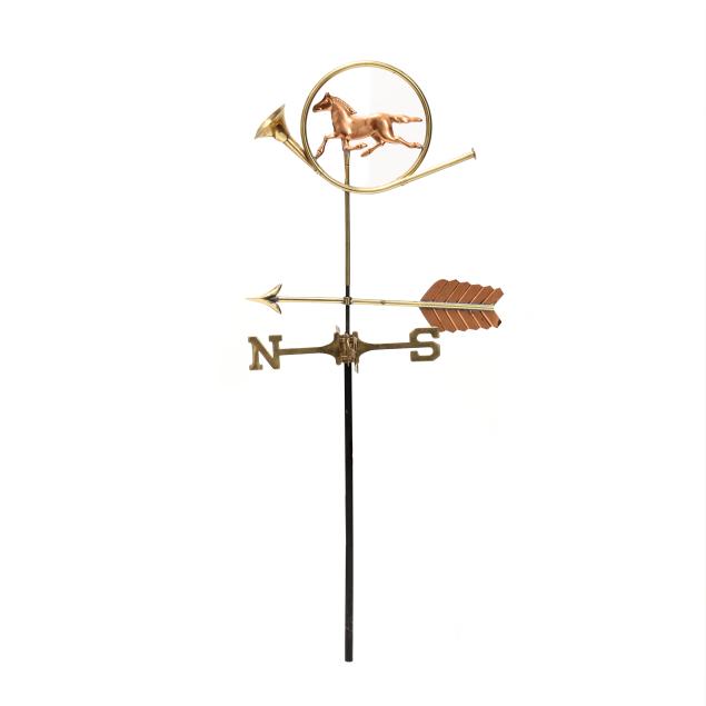 a-copper-and-brass-equestrian-theme-weathervane