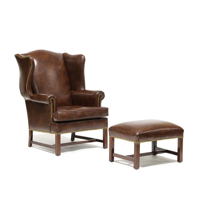 hancock-and-moore-chippendale-style-leather-easy-chair-and-ottoman