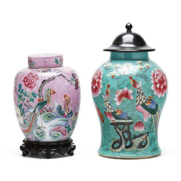 two-chinese-porcelain-jars-with-twin-phoenix-decoration