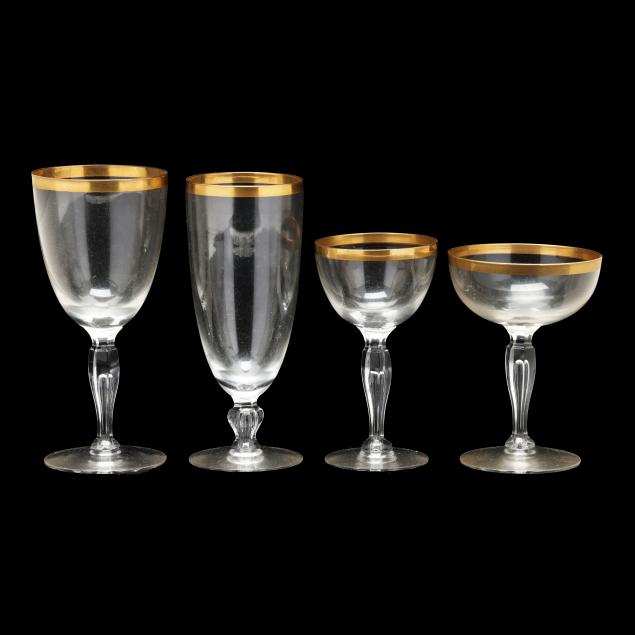 35-pieces-of-tiffin-gold-rim-stemware