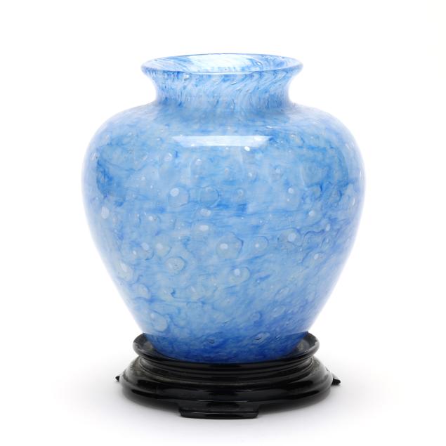 steuben-blue-cluthra-vase-on-stand