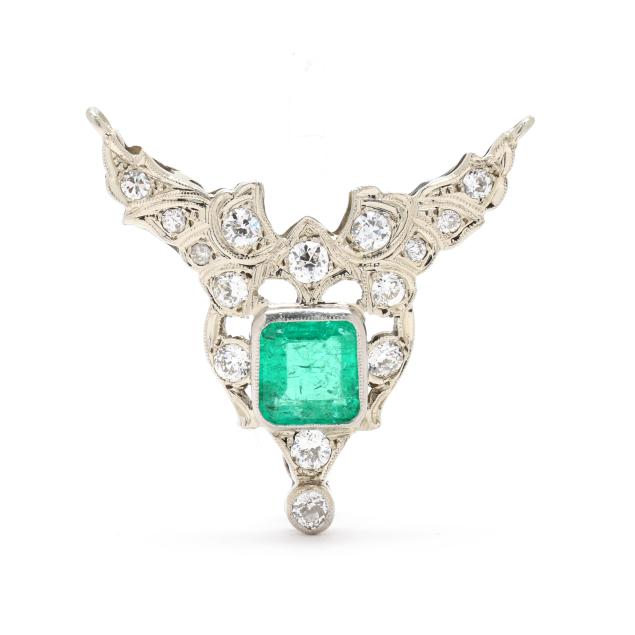 vintage-white-gold-emerald-and-diamond-brooch
