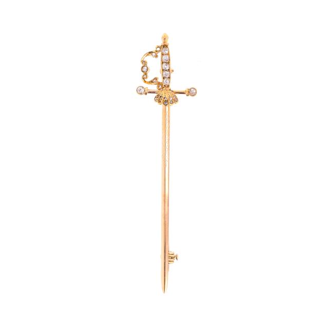 gold-and-diamond-sword-motif-brooch