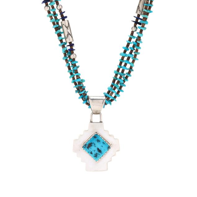 southwest-silver-and-turquoise-necklace-and-pendant