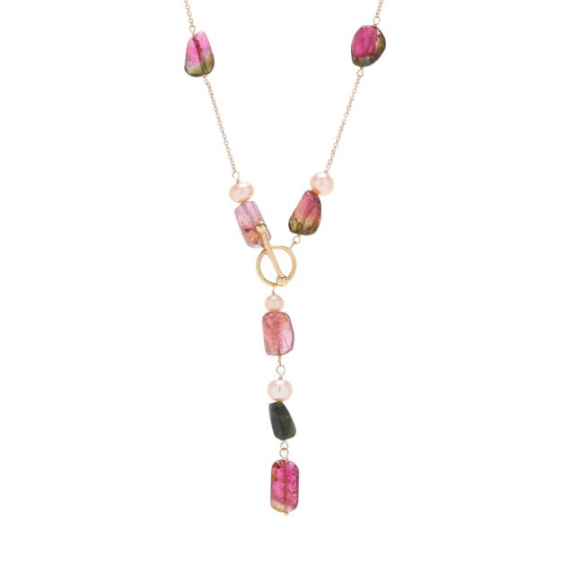 gold-tourmaline-and-pearl-station-necklace