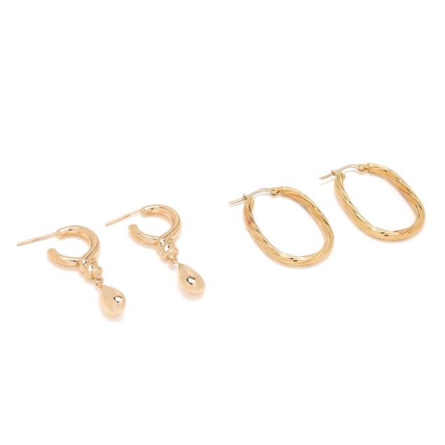 two-pairs-of-gold-earrings