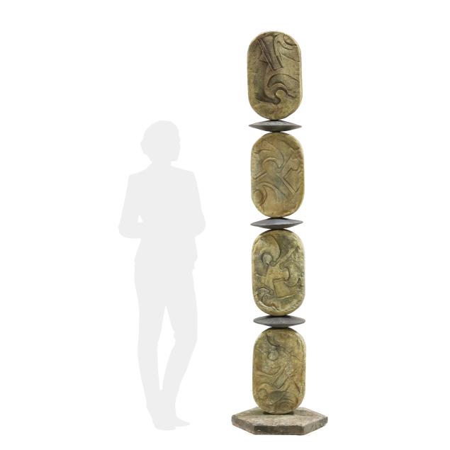 william-moore-nc-i-four-stack-with-discs-i-7-ft-outdoor-ceramic-sculpture