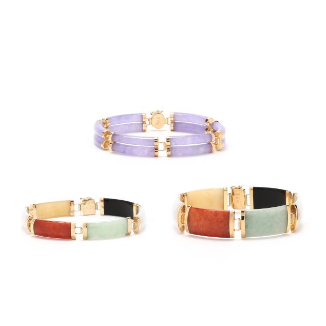 three-gold-and-jadeite-jade-bracelets