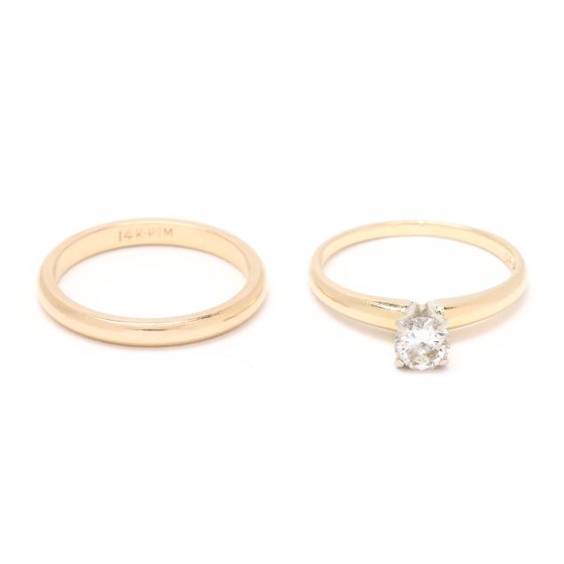 gold-and-diamond-ring-and-gold-band