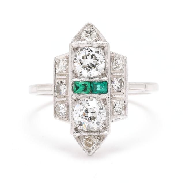 art-deco-white-gold-diamond-and-synthetic-emerald-ring