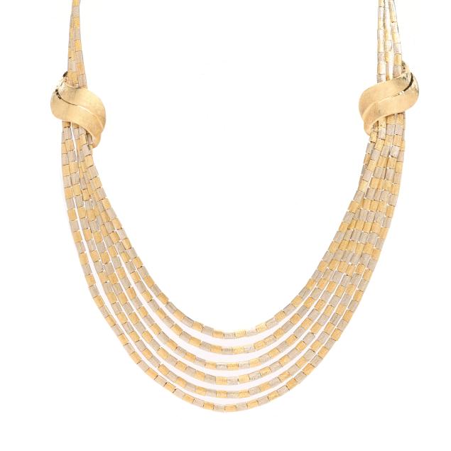 bi-color-multi-strand-gold-necklace-italy