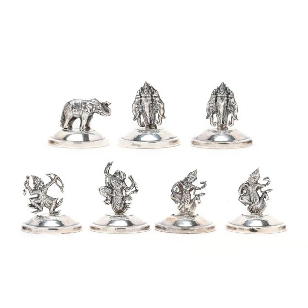 set-of-seven-thai-sterling-silver-place-card-holders