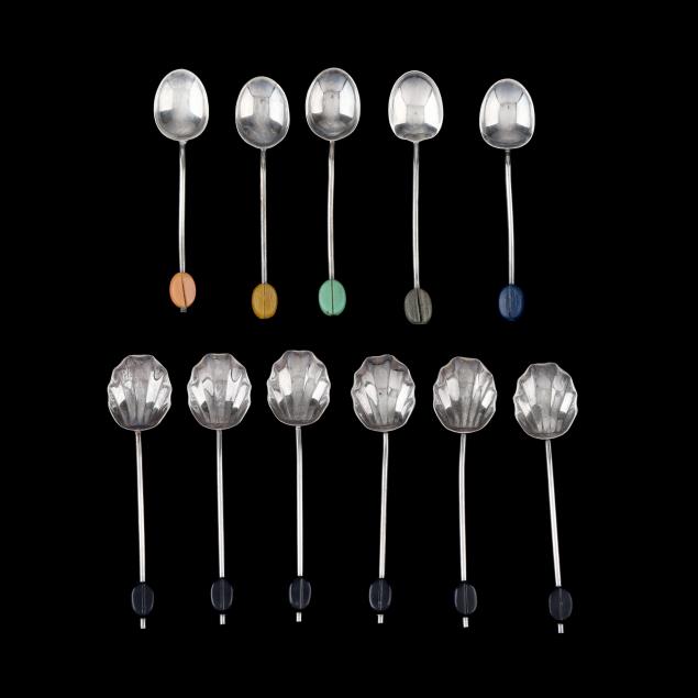 two-cased-sets-of-english-silver-coffee-spoons