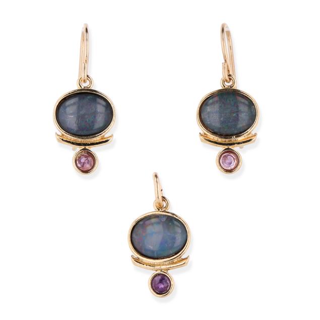 gold-tone-opal-triplet-and-amethyst-pendant-and-earrings