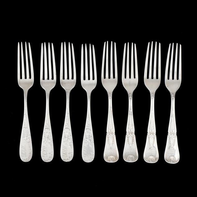 eight-antique-american-sterling-silver-forks