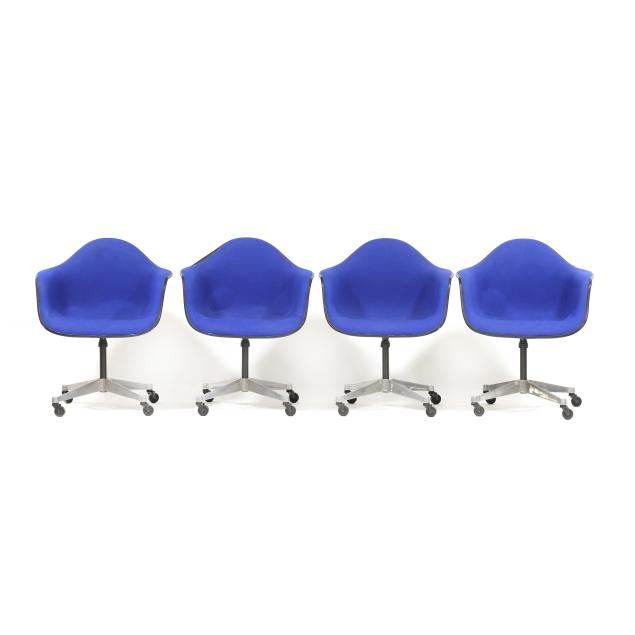 charles-and-ray-eames-four-royal-blue-shell-swivel-chairs
