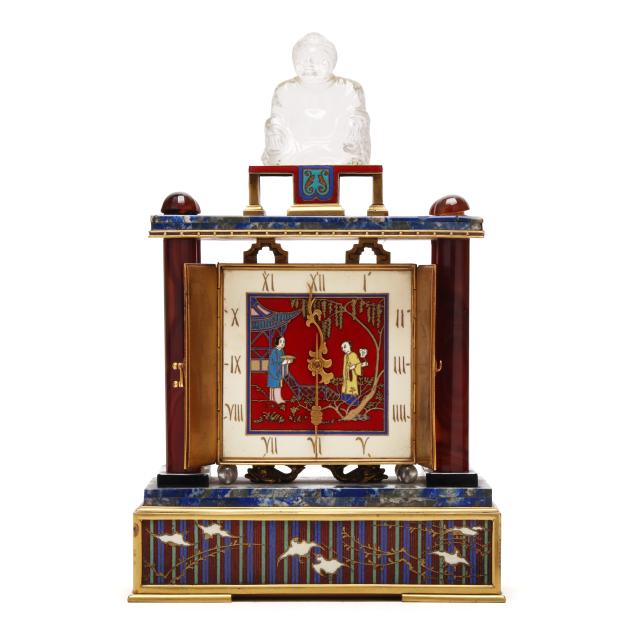 chelsea-clock-co-and-e-f-caldwell-co-a-fine-and-rare-chinoiserie-gilt-bronze-enamel-rock-crystal-agate-and-lapis-lazuli-desk-clock