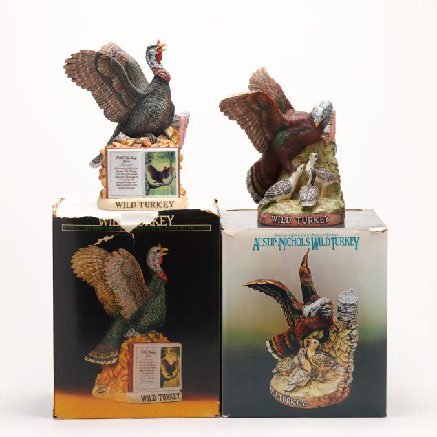 wild-turkey-bourbon-whiskey-8-years-mixed-lot-ceramic-decanters-2-bt