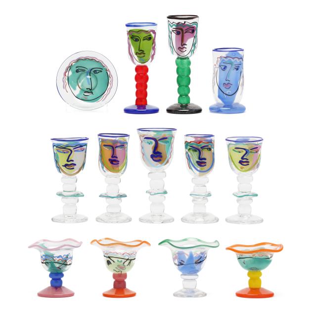 katherine-and-william-bernstein-nc-13-pieces-of-art-glass-table-ware