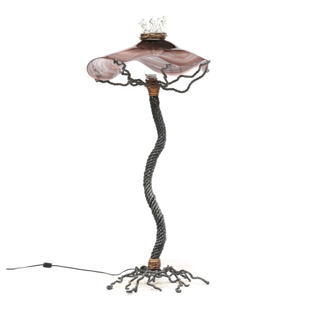 american-studio-craft-iron-and-glass-floor-lamp