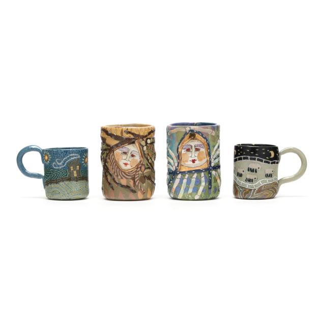 jane-peiser-nc-1933-2022-four-whimsical-ceramic-cups