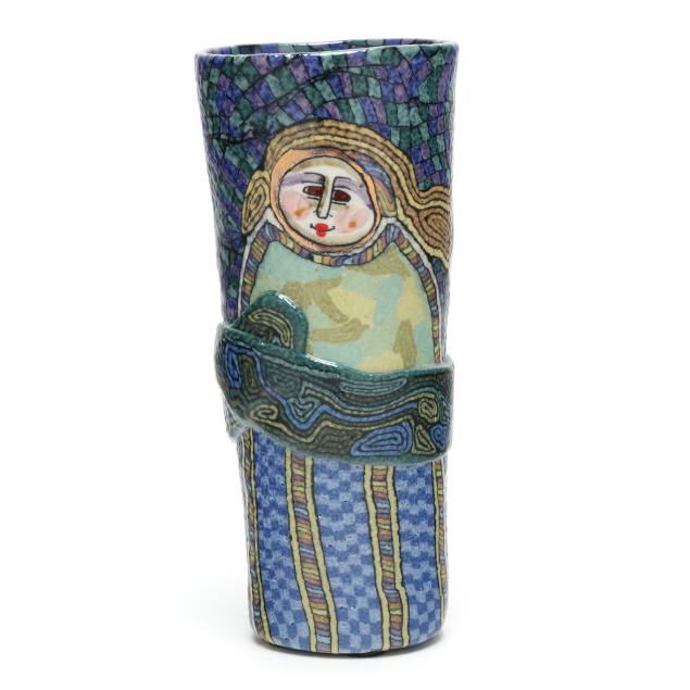 jane-peiser-nc-1933-2022-tall-whimsical-ceramic-tumbler-vase