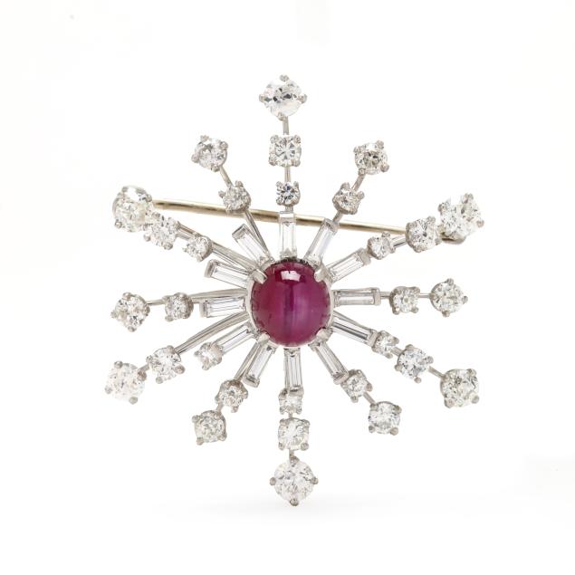 platinum-star-ruby-and-diamond-starburst-motif-brooch