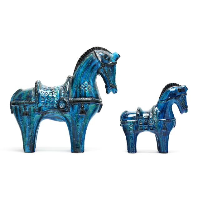 aldo-londi-italian-1911-2003-for-bitossi-two-rimini-blue-glazed-pottery-horses