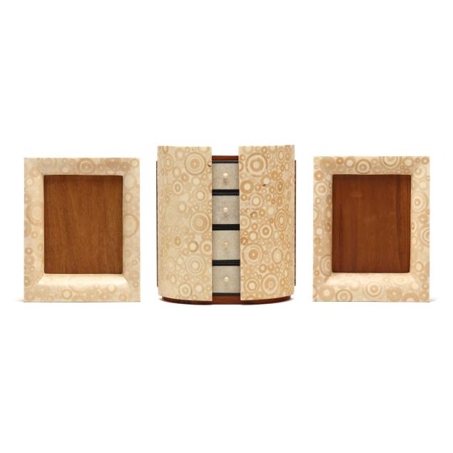 r-y-augousti-contemporary-jewelry-cabinet-and-pair-of-frames