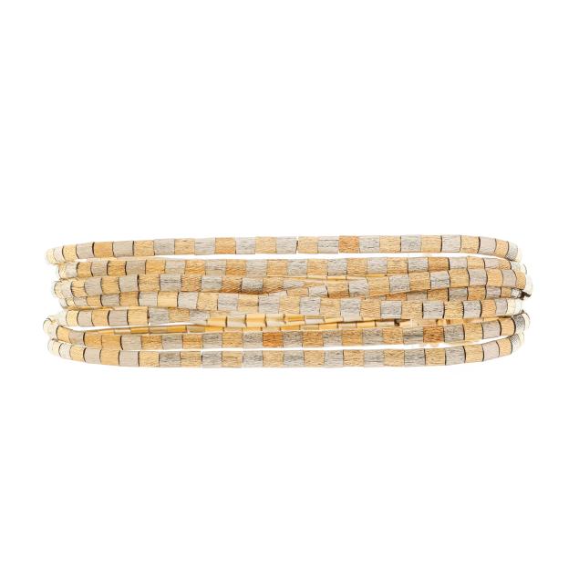 bi-color-multi-strand-gold-bracelet-italy