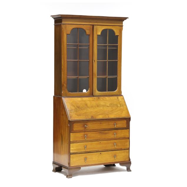 edwardian-inlaid-mahogany-beaureau-and-bookcase