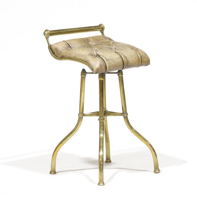 antique-brass-and-leather-artist-s-stool