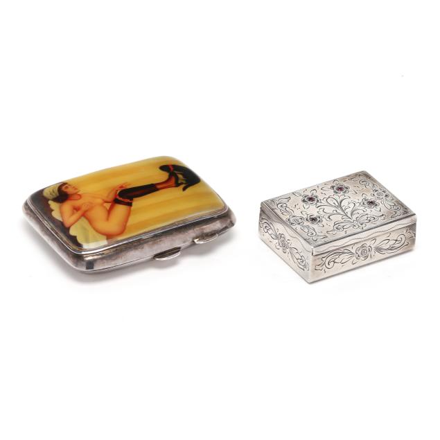 two-vintage-continental-silver-compacts-erotic-and-jeweled