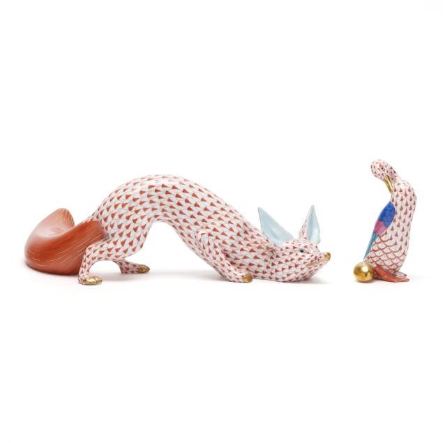 herend-porcelain-fishnet-fox-and-goose