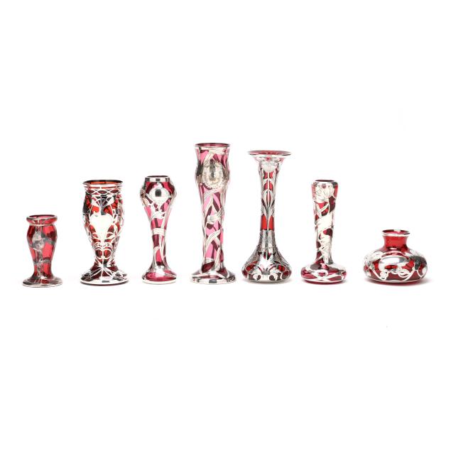 seven-sterling-silver-deposit-ruby-glass-vases