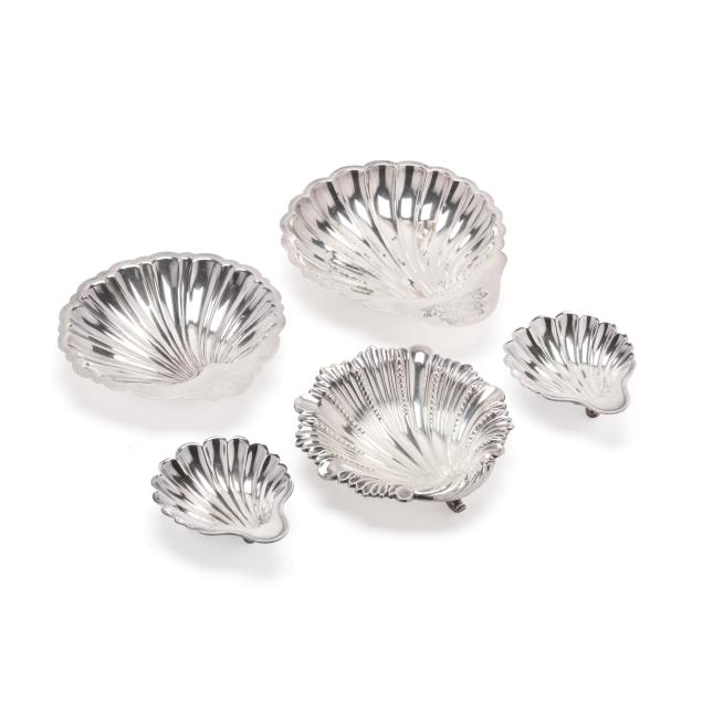 five-english-silver-plated-shell-serving-dishes