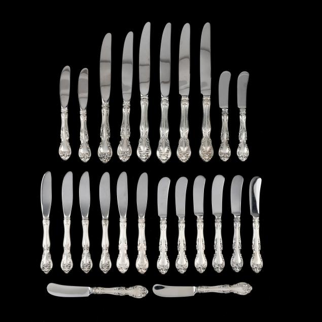 ビンテージ　ALVIN STERLING ナイフ　純銀　Chateau Rose Collection of Gorham Melrose and Alvin Chateau Rose Sterling