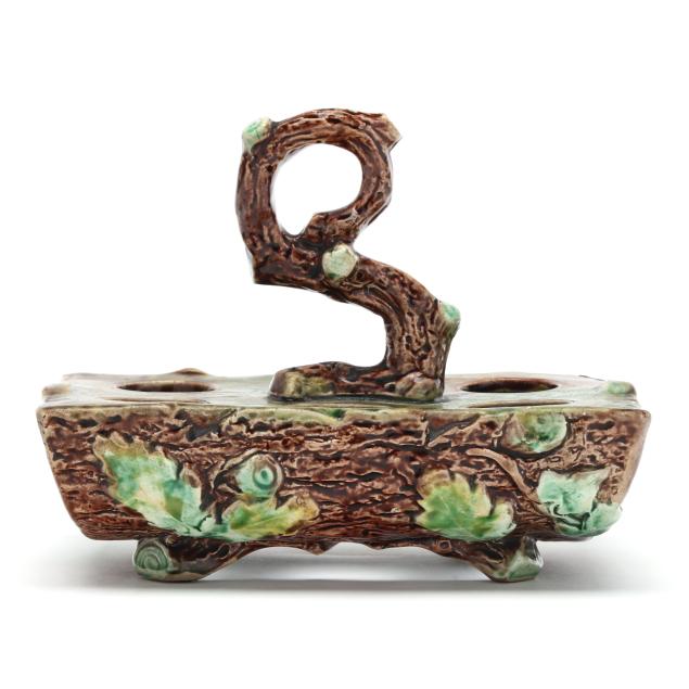 antique-majolica-branchwork-egg-stand